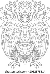 owl mandala design for coloring page print