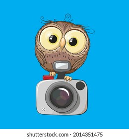 Owl mascot character, vector of owl cartoon smiling in circle background