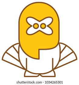 Owl mascot icon on yellow color. Simple vector bird