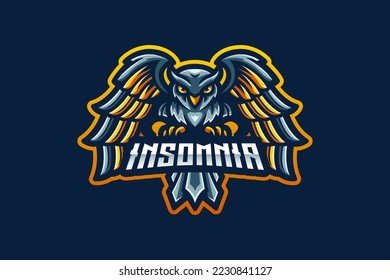 Owl mascot logo design, the owl logo stares intently ahead