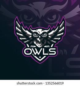 owl mascot logo design vector with modern illustration concept style for badge, emblem and tshirt printing. angry owl illustration for sport team.