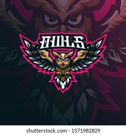 owl mascot logo design vector with modern illustration concept style for badge, emblem and tshirt printing. flying owl illustration for sport team.