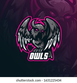 owl mascot logo design vector with modern illustration concept style for badge, emblem and tshirt printing. owl  illustration for sport team.
