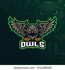 owl mascot logo design vector with modern illustration concept style for badge, emblem and t shirt printing. owl illustration for sport team.