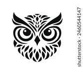 Owl Mascot Logo Silhouetted Face in Vector Illustration