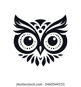 Owl Mascot Logo Silhouetted Face in Vector Illustration