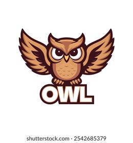 Owl mascot logo. Owl logo template vector. Nocturnal owl bird mascot esport logo design