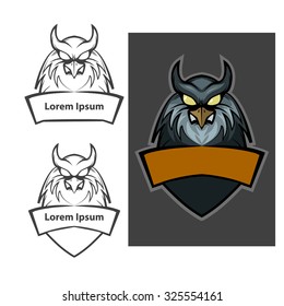owl mascot, sport team logo, emblem idea