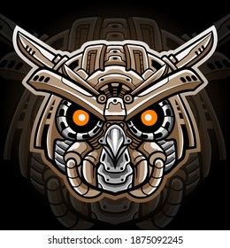 Owl mecha head mascot. esport logo design