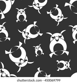 Owl monochrome seamless pattern. Hipster Bird black and white cute background. Easy editable. Vector concept design which can be used on print, cover or wrapping.
