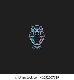 owl monogram animal logo design