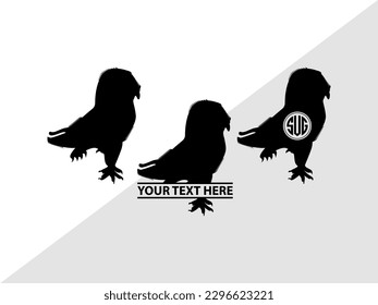 Owl Monogram Vector Illustration Silhouette