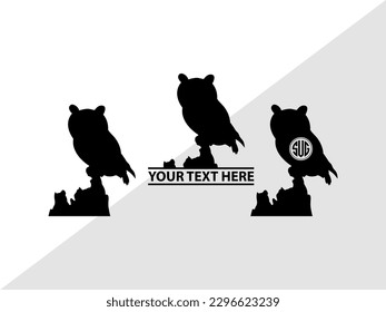 Owl Monogram Vector Illustration Silhouette