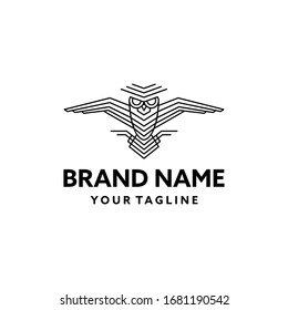 owl monoline logo design template sign