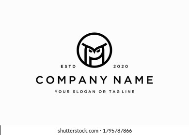 owl monoline logo design vector template