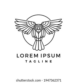ilustración del icono del vector del logotipo de owl monoline