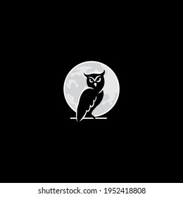 Eule und das Moon Logo Design, dunkles Nachtsymbol