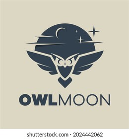 Owl moon logo illustration concep