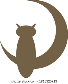 búho y luna, símbolo vector eps 10