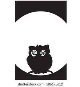 Owl in the moonlight doodle cartoon