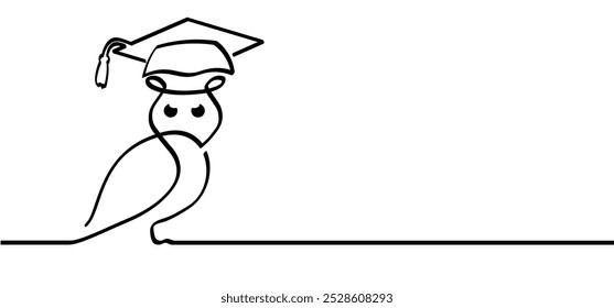 Owl with Mortar Board or graduation cap icon. Vector owls sign. Animal bird symbol. Cartoon, diploma celebration, celebrate sign. Mortarboard to passed logo. Square academic cap to pass.