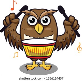 owl music band player plaing drum