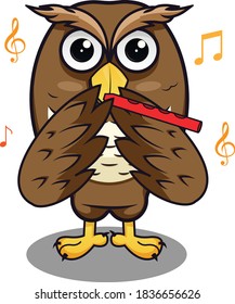 owl music band player plaing flute