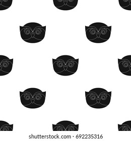 Owl muzzle icon in black style isolated on white background. Animal muzzle symbol stock vector illustration.