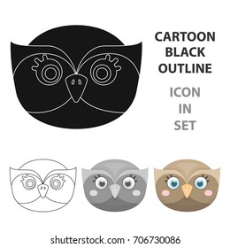 Owl muzzle icon in cartoon style isolated on white background. Animal muzzle symbol stock vector illustration.
