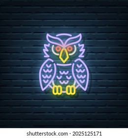 Owl Neon Sign Vector Elements