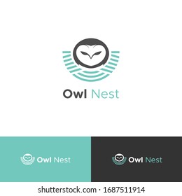 owl nest logo design unique