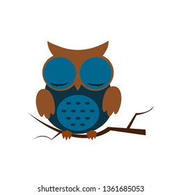 Owl night bird with big eyes. Colorful illustration