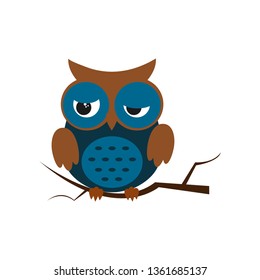 Owl night bird with big eyes. Colorful illustration