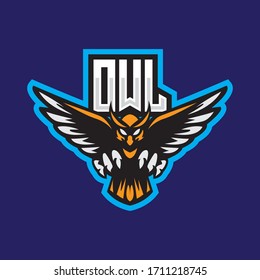 Owl Night Bird esport mascot emblem logo design vector template