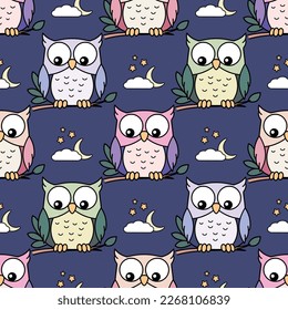 owl in night with blue background 02A