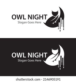 Owl night logo template vector icon