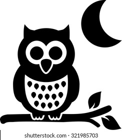 Owl at night with moon