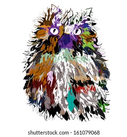 Owl in night, symbol of Halloween, vector illustration. Illustration for t-shirt.
