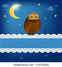 owl at night vector