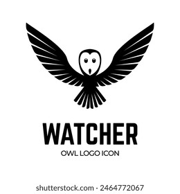 Diseño del logotipo de Owl the Night Watcher en estilo simple de silueta