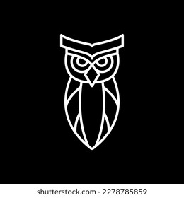 owl nocturnal animal night geometric line modern focus logo design vector 