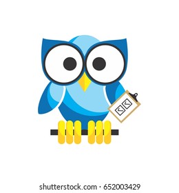 owl with note and check mark