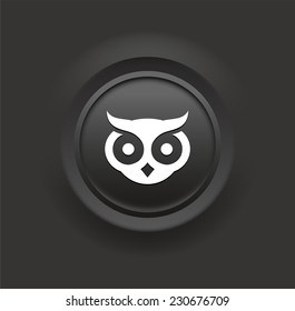 Owl on Black Bevel Round Button