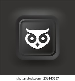 Owl on Black Square Button