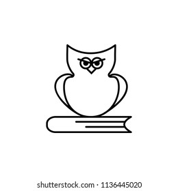 owl on the book. Element of education icon for mobile concept and web apps. Thin line owl on the book can be used for web and mobile on white background