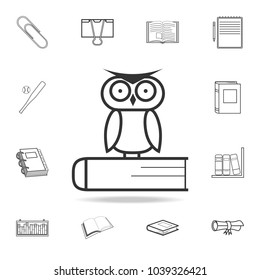 Owl on the book, logo, education emblem icon. Detailed set of education outline icons. Premium quality graphic design. One of the collection icons for websites, web design on white background