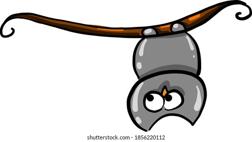 Owl on a branch, illustration, vector on white background