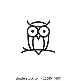 Owl on branch line icon. Wise, bird, forest. Halloween concept. Vector illustration can be used for topics like fauna, education, night