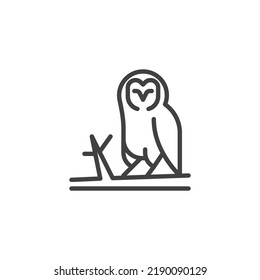 Owl on a branch line icon. linear style sign for mobile concept and web design. Owl bird outline vector icon. Symbol, logo illustration. Vector graphics