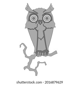Owl on a branch, vector graphics. Halloween. Sticker, print on a T-shirt mug.